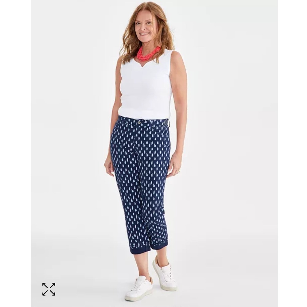 Style&Co Curvy Capri Pants Sketch Blocks Print Comfort Stretch Size‎ 4 NWT